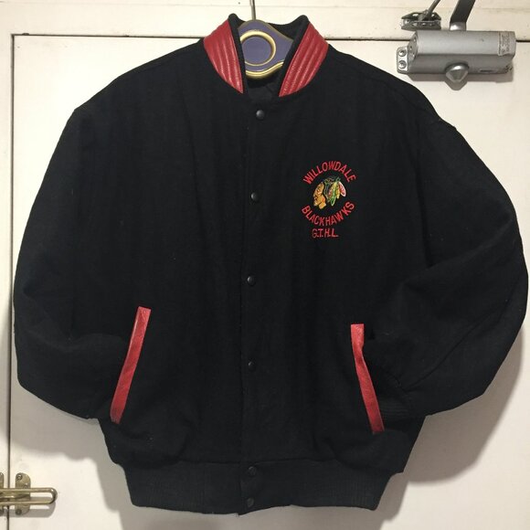 VINTAGE WILLOWDALE BLACKHAWKS VARSITY BOMBER JACKES SIZE M - Picture 6 of 9